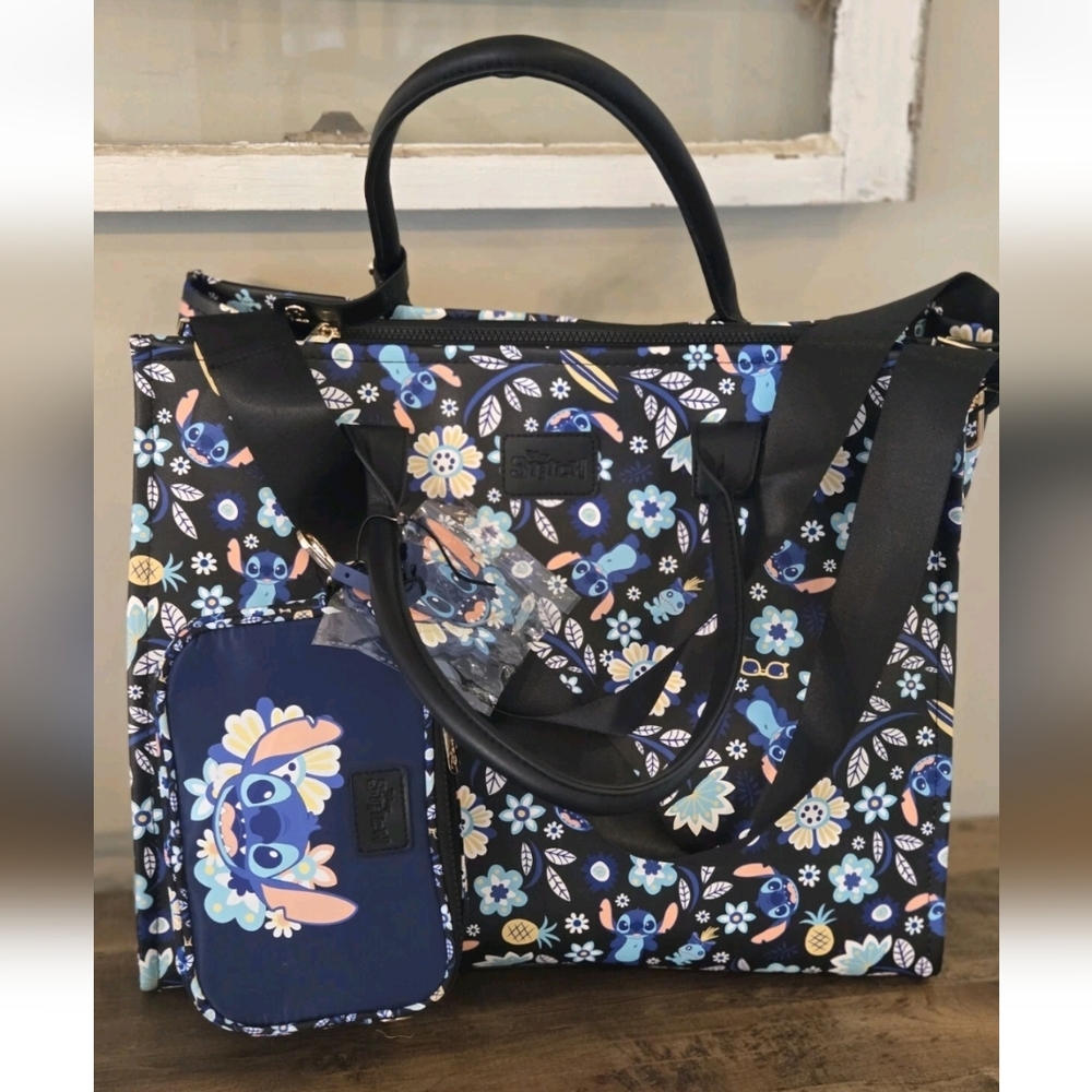 Disney Stitch Travel Bag Set, 3pc., Tote, Crossbody and Name Tag.